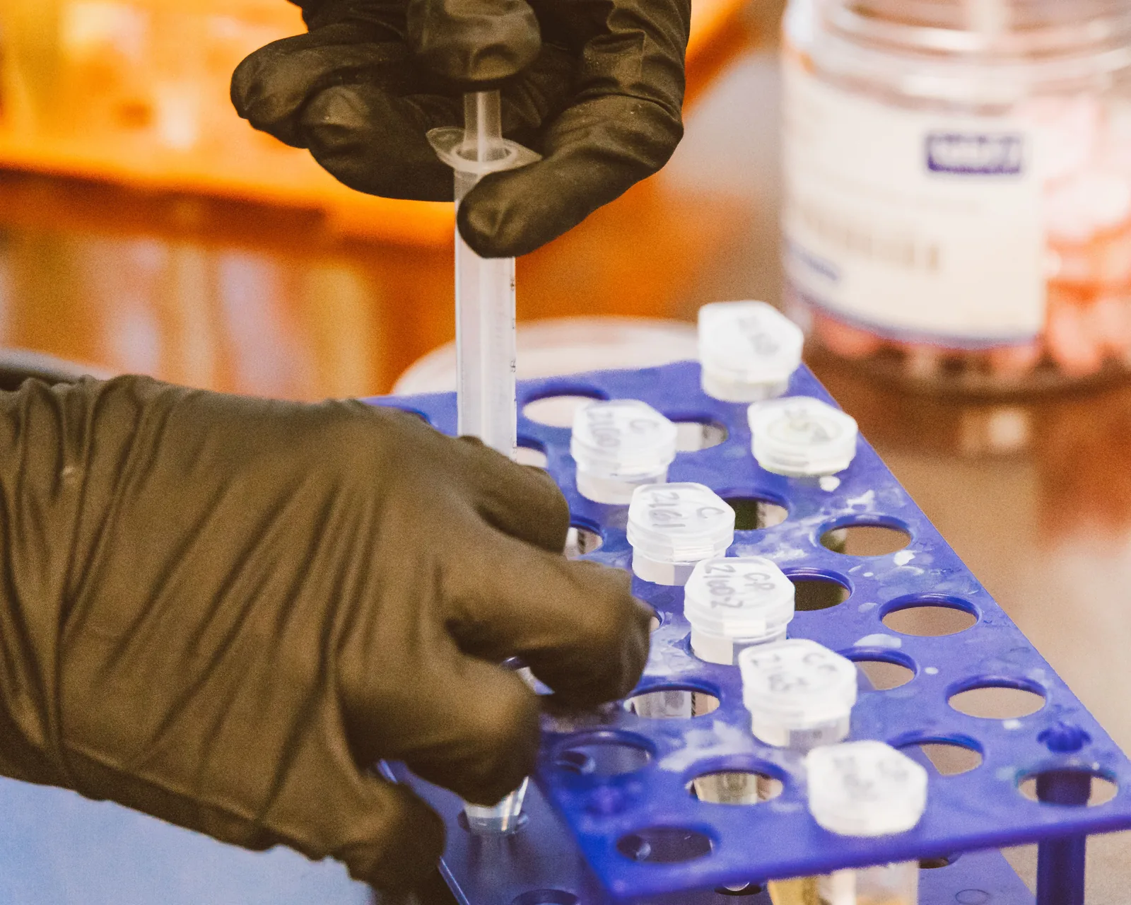 Representative laboratory specimen rack and sample preparation